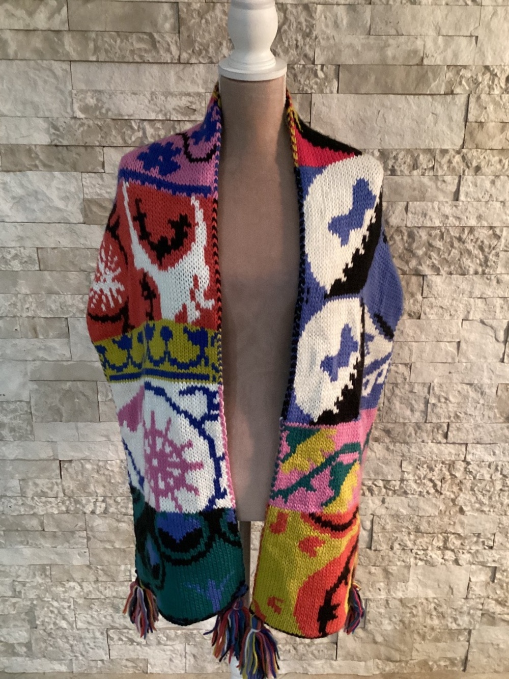 Desigual Tricot Scarf with Tassels